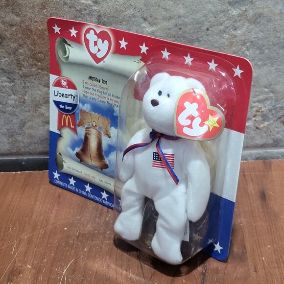 Ty McDonalds Teenie Beanie Baby Libearty The Bear US Flag Plush Toy 1996 - Picture 8 of 10